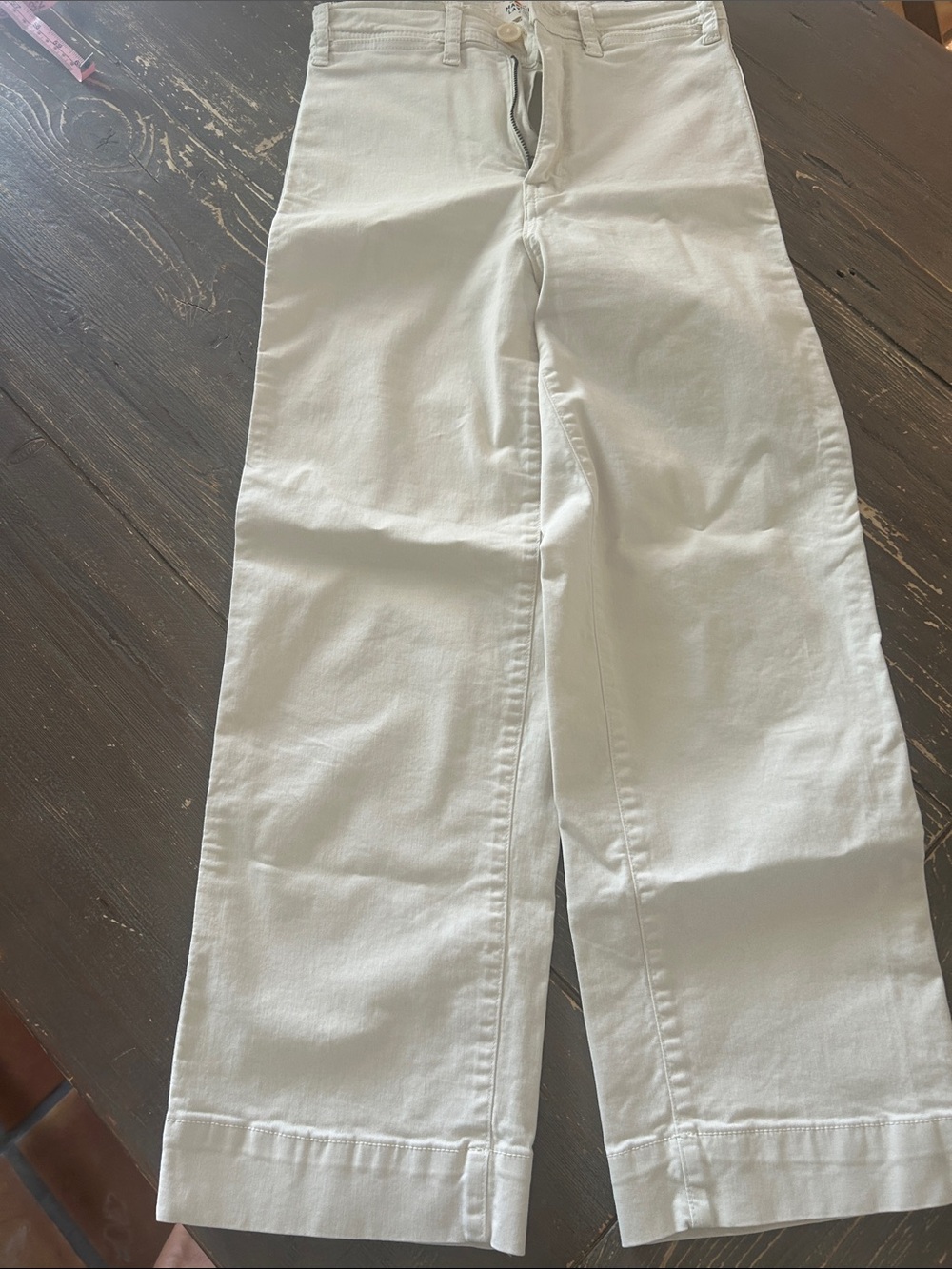 Marine Layer Women's Ankle Crop  Pants in Light Cream